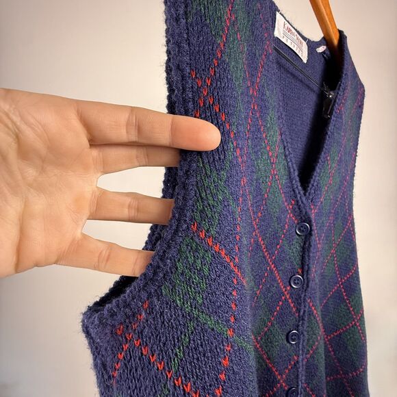 Vintage Knitted Grandma Grandpa Argyle Sweater Vest | Karen Scott - Picture 3 of 6